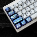 1U Ice Crystal Anodizing Color Ti-alloy Artisan Keycaps Precision Pointillism for Mechanical Keyboard -Starry Night Cat